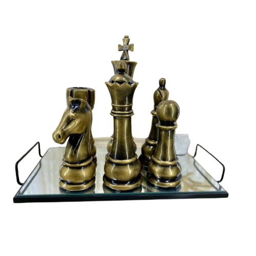 Kit Escultura Decorativa 6 Peças de Xadrez